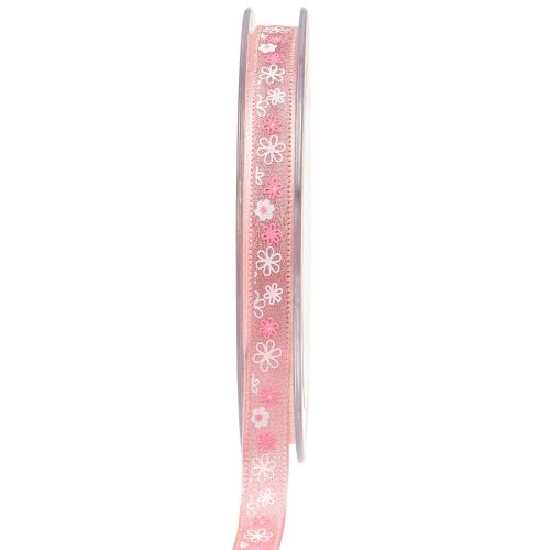 Floristik24 Cadeaulint bloemen decoratief lint roze lint 10mm 15m