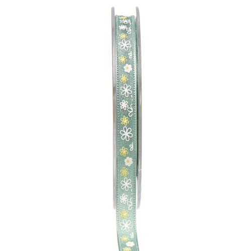 Artikel Cadeaulint bloemen decoratief lint groen lint 10mm 15m