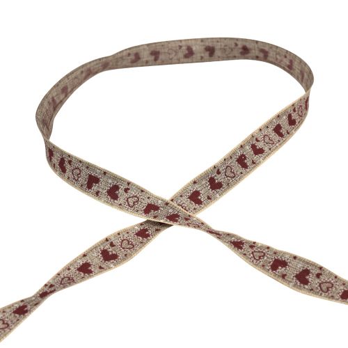 Artikel Cadeaulint hartjes sierlint beige rood 15mm 15m