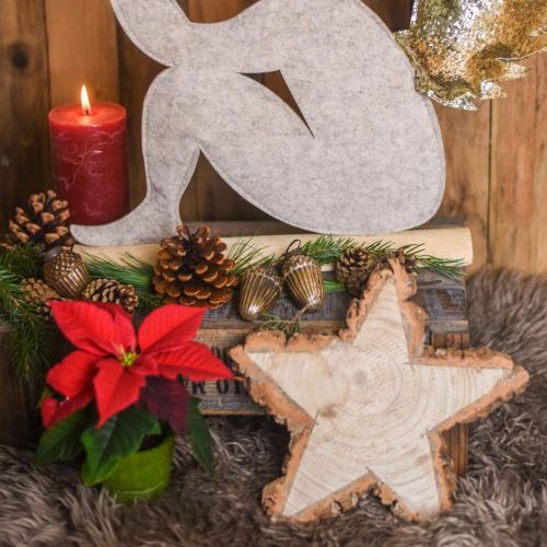 Floristik24 Houten dienblad voor advent, stervormige boomschijf, kerst, sterdecoratie natuurlijk hout Ø29cm