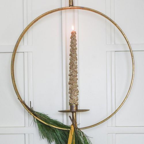 Artikel Kaarshouder om metalen decoratie goud vintage op te hangen Ø38/H48cm