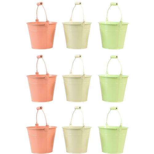 Floristik24 Emmer met handvat plantenbak pastel metaal Ø10cm H8cm 10 st