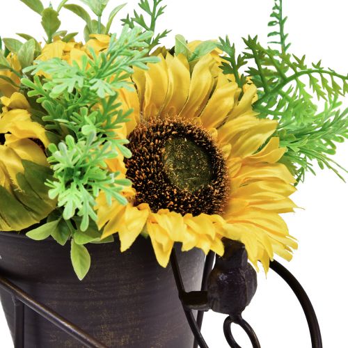 Floristik24 Zonnebloem kunstbloemstuk kruiwagen 30cm
