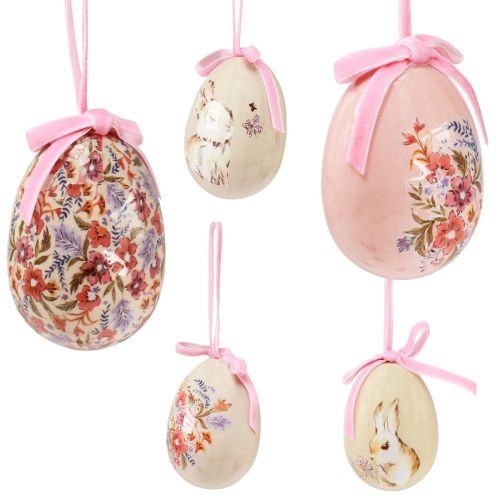 Floristik24 Decoratieve paaseieren om op te hangen met motieven 4,5×6,5cm 6 st