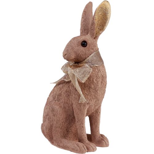 Paashaas decoratie konijntje met strik bruin Paasdecoratie 25cm