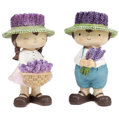 Floristik24 Decoratieve figuren lavendel decoratie meisje & jongen H14,5cm 2st