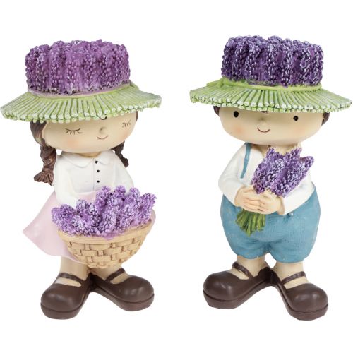 Floristik24 Decoratieve figuren lavendel decoratie meisje & jongen H14,5cm 2st