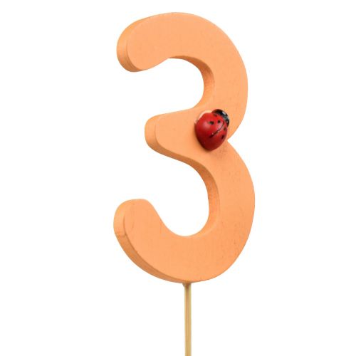Artikel Aantal pluggen verjaardag 3 bloempluggen hout 27,5 cm 16 st