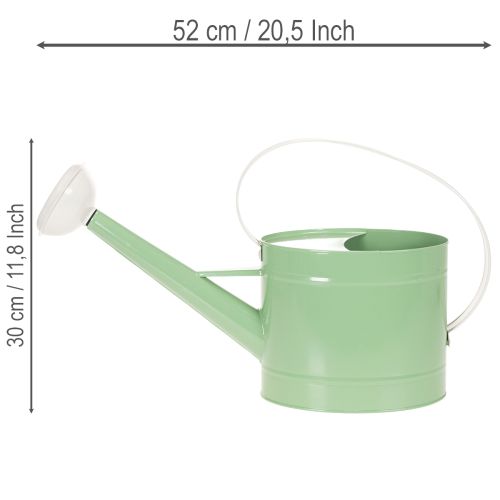 Decoratieve metalen gieter, retro pastelgroen met witte accenten, voor tuin, balkon en binnengebruik, 52,5 x 15 x 30 cm | Floristik24.nl