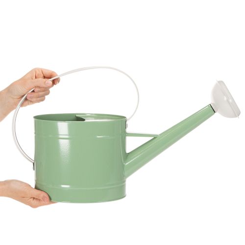 Decoratieve metalen gieter, retro pastelgroen met witte accenten, voor tuin, balkon en binnengebruik, 52,5 x 15 x 30 cm | Floristik24.nl