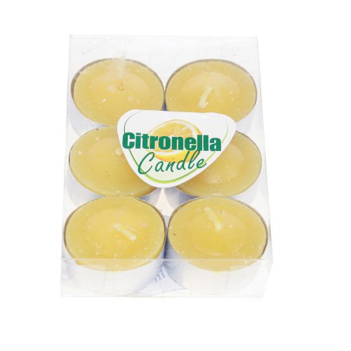Geurkaars citronella kaars, citronella theelichtjes Ø3.5cm H1.5cm 6 stuks