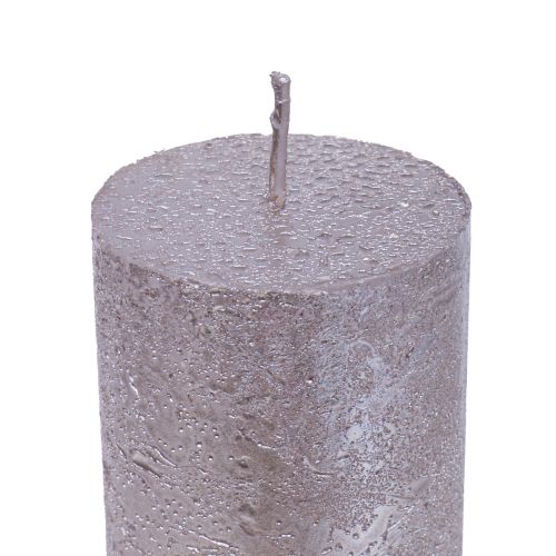 Kaarsen groot platina patroon glitter Ø50×H300mm 4st