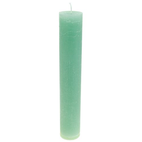 Artikel Groene kaarsen, grote, effen gekleurde kaarsen, 50x300mm, 4 stuks