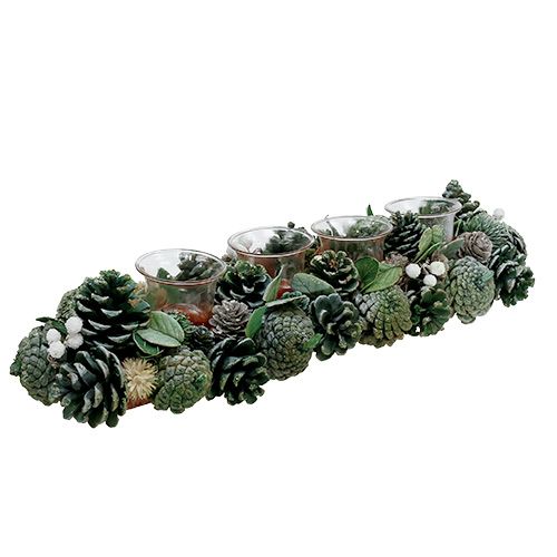 Advent arrangement 45cm groen voor 4 theelichtjes