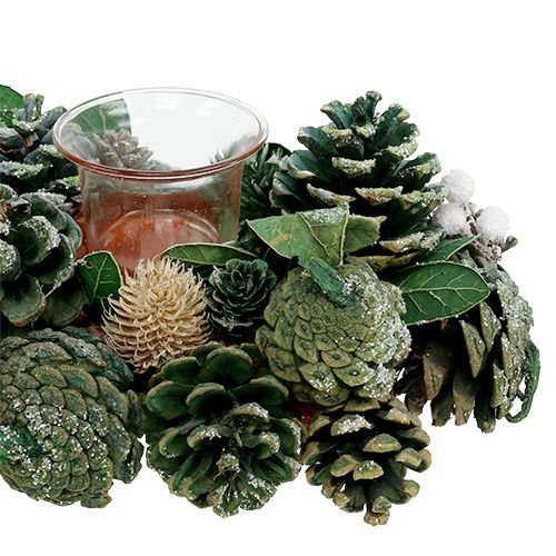 Floristik24 Advent arrangement 45cm groen voor 4 theelichtjes