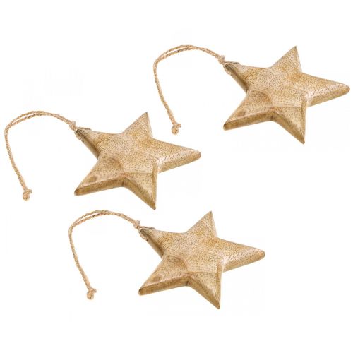 Artikel Adventdecoratie, ster van hout, kerstdecoratie ster H9cm 3 st