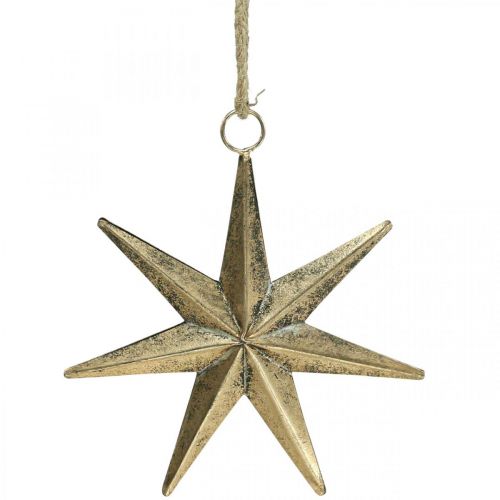 Artikel Kerstdecoratie ster hanger goud antiek look B19.5cm