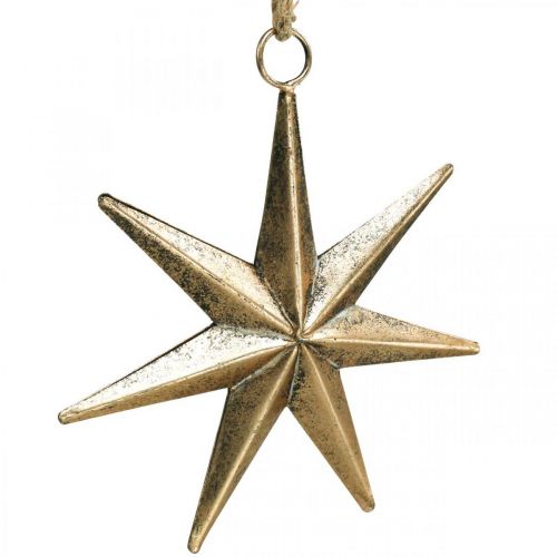 Floristik24 Kerstdecoratie ster hanger goud antiek look B19.5cm