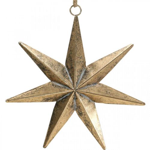 Floristik24 Kerstdecoratie gouden ster hanger antiek look 30.5cm