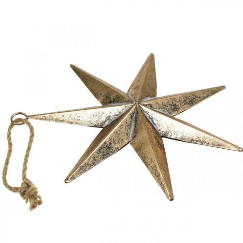 Floristik24 Kerstdecoratie gouden ster hanger antiek look 30.5cm
