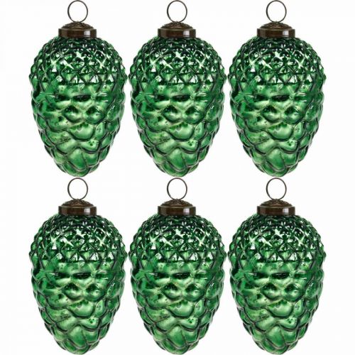 Floristik24 Adventdecoratie, decoratieve kegels, herfstvruchten van echt glas, antiek-look Ø7cm H11,5cm 6st