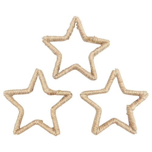 Floristik24 Adventdecoratie Kerstdecoratie ster decoratieve ster jute 13,5cm 6st