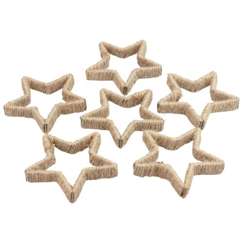 Floristik24 Adventdecoratie Kerstdecoratie ster decoratieve ster jute 13,5cm 6st