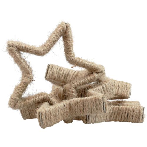 Floristik24 Adventdecoratie Kerstdecoratie ster decoratieve ster jute 13,5cm 6st