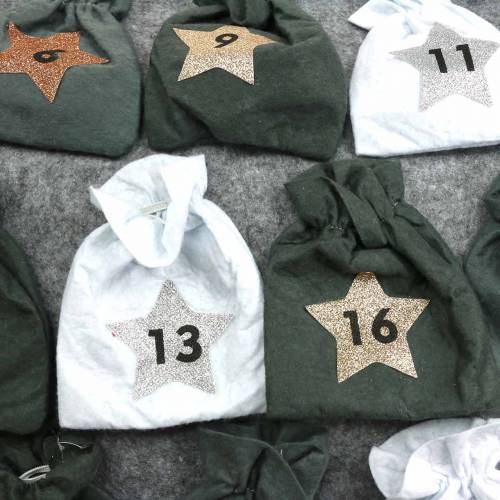 Floristik24 Adventskalender Kerstboom met zakje vilt grijs, wit 120 × 80 cm