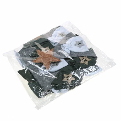 Floristik24 Adventskalender Kerstboom met zakje vilt grijs, wit 120 × 80 cm