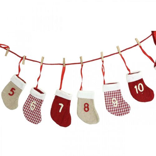 Floristik24 Adventskalender om te vullen Kerstkalender sokken rood 2m