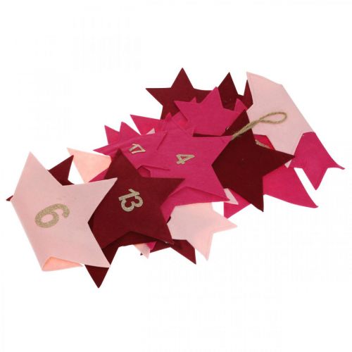 Floristik24 Adventskalender om jezelf te vullen vilten sterren roze, rood H2m