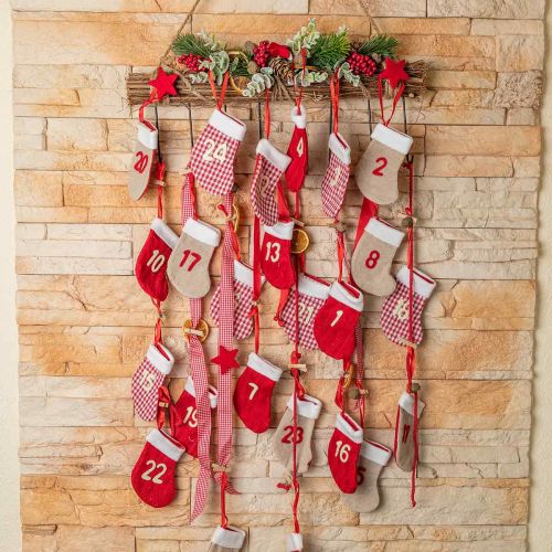 Artikel Adventskalender om te vullen Kerstkalender sokken rood 2m