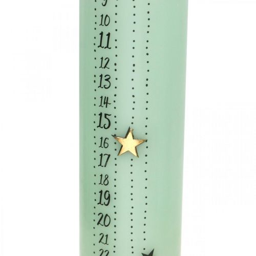 Floristik24 Adventskalender kaars licht groen stompkaars 250/50mm