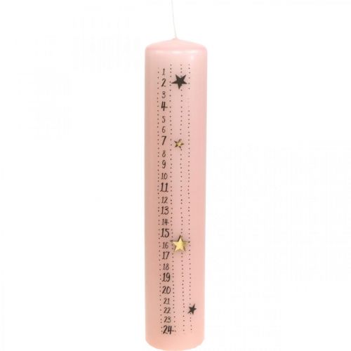 Floristik24 Adventskalender kaars roze stompkaars advent 250/50mm