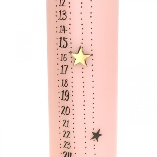 Floristik24 Adventskalender kaars roze stompkaars advent 250/50mm