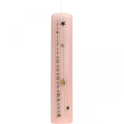 Floristik24 Adventskalender kaars roze stompkaars advent 250/50mm