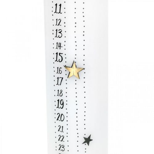 Floristik24 Adventskalender Kaars Witte Pijler Kaars Kerst 250/50mm