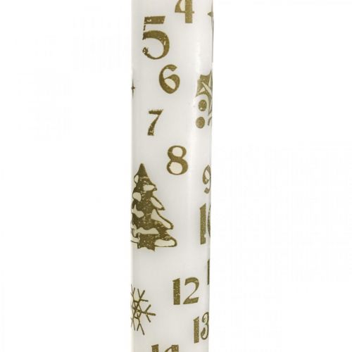 Floristik24 Adventskalender kaars witte kaarsen kerst H25cm 2st
