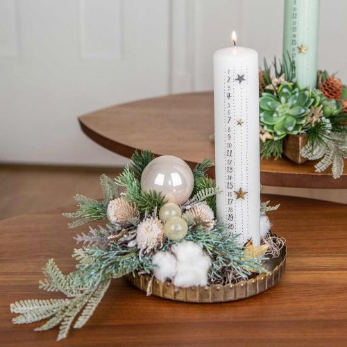 Floristik24 Adventskalender Kaars Witte Pijler Kaars Kerst 250/50mm