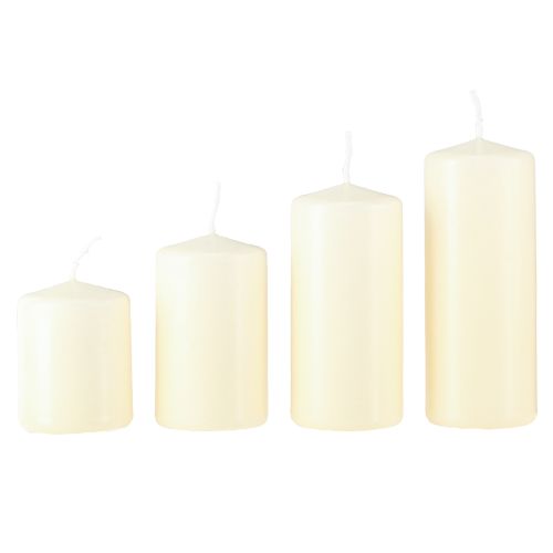 Artikel Adventskaarsen van verschillende hoogtes, crème, 6/8/10/12 cm, 4 stuks