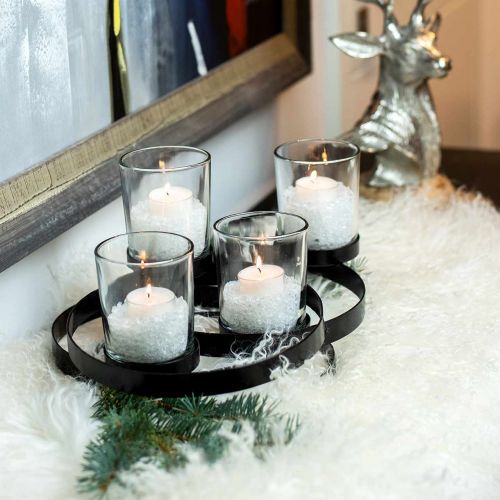 Floristik24 Advent kandelaar metaal rond zwart 4 glazen 34 × 26 × 18cm