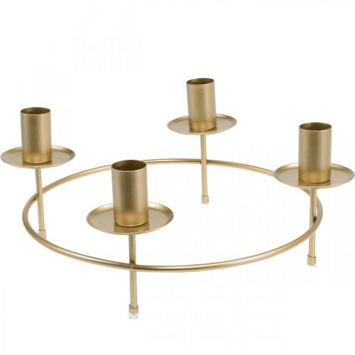 Artikel Kaarsenring staafkaarsen kandelaar goud Ø28cm H11cm 2st