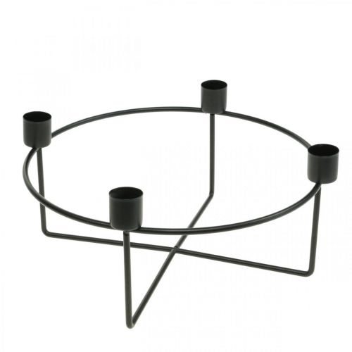 Kandelaar voor 4 kaarsen zwart metaal H11cm Ø24.5cm