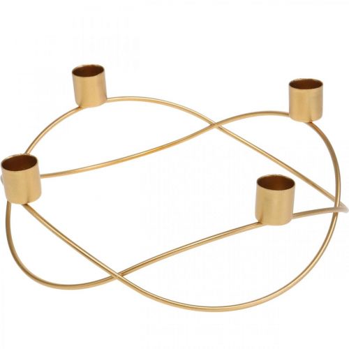 Floristik24 Kandelaar goud Adventskrans metaal Voor kegelkaarsen Ø24cm