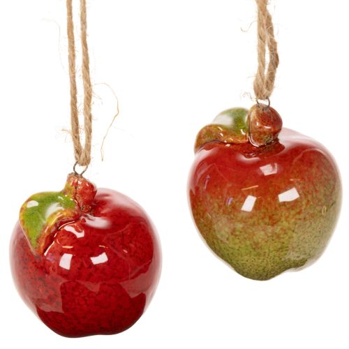 Herfstdecoratie: keramische appels om op te hangen, 5 cm, 4 stuks kopen | Floristik24.nl