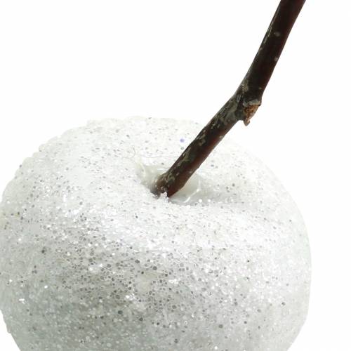 Floristik24 Sierappels wit met glitter 5,5–6,5cm 12st