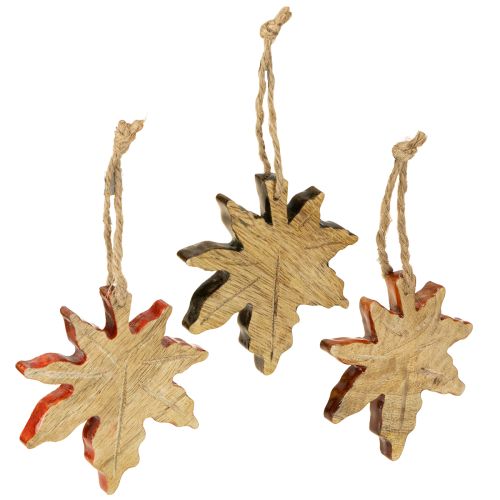 Floristik24 Esdoornblad houtdecoratie herfstgroen roodbruin H10cm 6 stuks