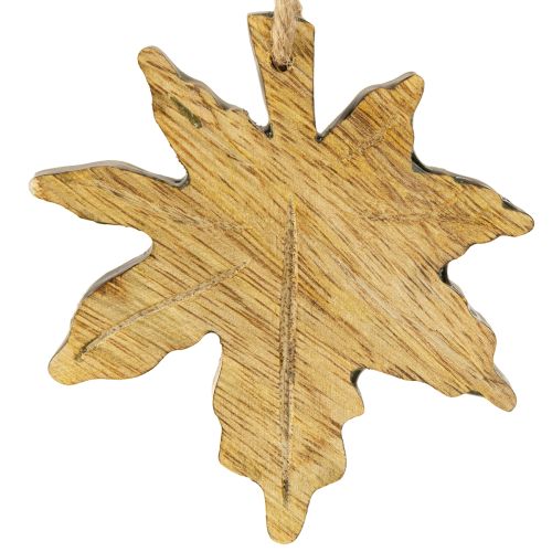 Artikel Esdoornblad houtdecoratie herfstgroen roodbruin H10cm 6 stuks