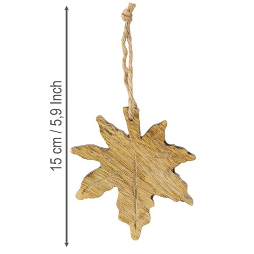 Artikel Esdoornblad houtdecoratie herfstgroen roodbruin H10cm 6 stuks